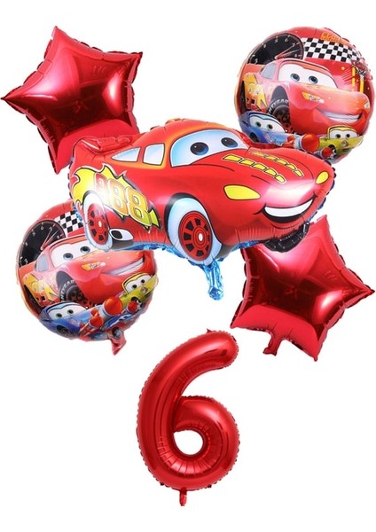 Balonlar-6 Adet Disney Araba Doğum Günü Partisi Süslemeleri Yıldırım Mcqueen Tek Kullanımlık Sofra Plakaları Masa Örtüsü Çocuklar Bebek Duş Parti Malzemeleri (Yurt Dışından)