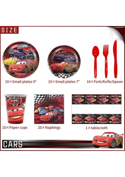 Balonlar-6 Adet Disney Araba Doğum Günü Partisi Süslemeleri Yıldırım Mcqueen Tek Kullanımlık Sofra Plakaları Masa Örtüsü Çocuklar Bebek Duş Parti Malzemeleri (Yurt Dışından) indirimleri