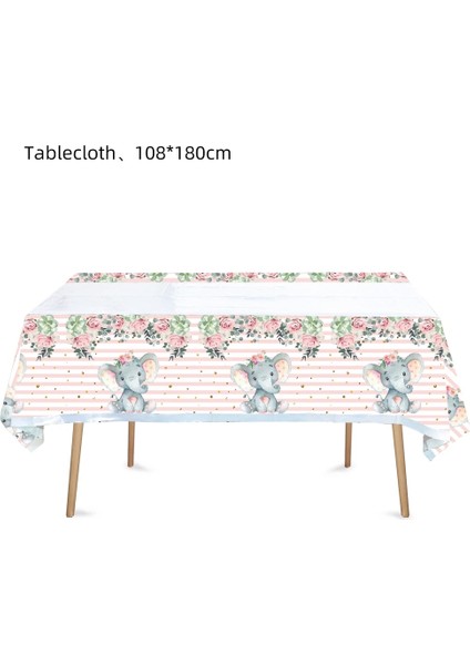 Tablecolth 1 Adet Pembe Fil Bebek Duş Tema Parti Kağıt Tabak Peçete Tek Kullanımlık Sofra Kız Doğum Günü Partisi Bir Bebek Duş Balon Kaynağı (Yurt Dışından)