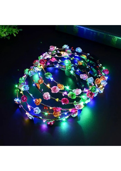 Mor LED Işık Çelenk Kız Kadın Doğum Günü Partisi Konser Hairband Prenses Taç Çiçek Çelenk Kafa Bandı Parlayan Işık Saç Aksesuarı (Yurt Dışından) fiyatları