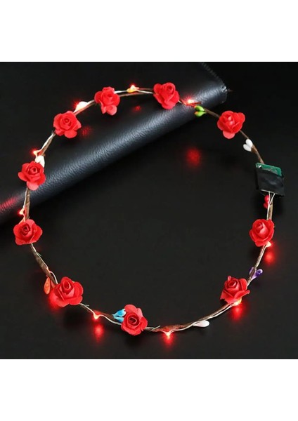 Mor LED Işık Çelenk Kız Kadın Doğum Günü Partisi Konser Hairband Prenses Taç Çiçek Çelenk Kafa Bandı Parlayan Işık Saç Aksesuarı (Yurt Dışından) fırsatları