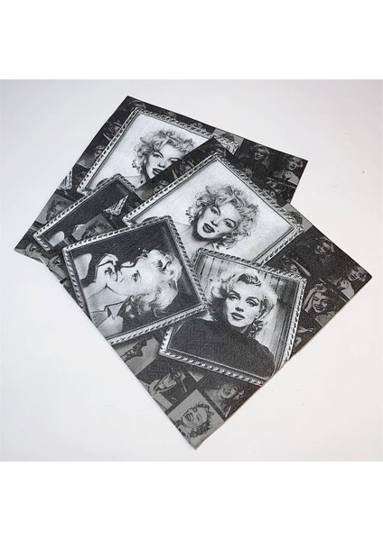 20 Adet/torba Vintage Peçete Kağıt Dokular Siyah Beyaz Marilyn Monroe Oymacılık Düğün Doğum Günü Partisi Peçeteler Ev Yemeği Dekor (Yurt Dışından)