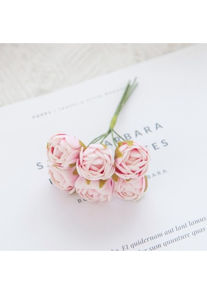 Pembe 6 Parça 6/18 Adet Yapay Çiçekler Köpük Mını Güller Buket Ev Bahçe Dekorasyon Yeni Yıl Noel Çelenk El Yapımı Festivali Düğün (Yurt Dışından)