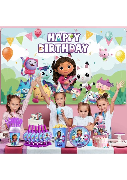 11 Adet Set 9 Gabby Dollhouse Doğum Günü Partisi Malzemeleri Karikatür Gabby Cupcake Topper Tabaklar Bardaklar Banner Balonlar Kızlar Bebek Duş Süslemeleri (Yurt Dışından) fiyatları