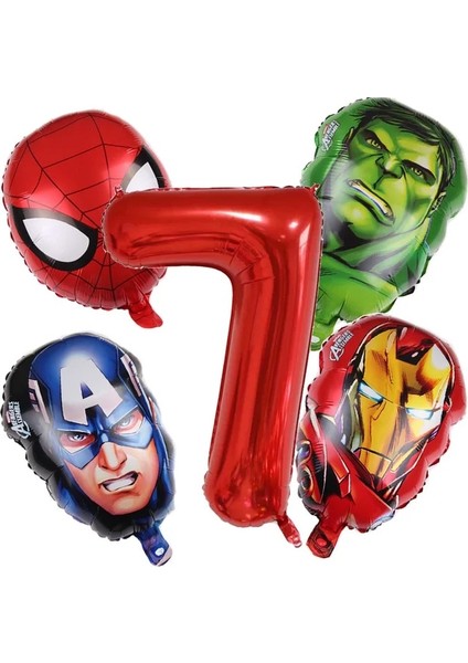 5 Adet Kırmızı 7 Süper Kahraman Demir Sofra Banner Balon Zemin Kaptan Hulk Doğum Günü Partisi Malzemeleri Tabaklar Bardak Peçeteler Masa Örtüsü Boys (Yurt Dışından)