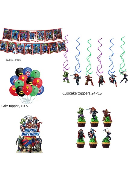 5 Adet Kırmızı 7 Süper Kahraman Demir Sofra Banner Balon Zemin Kaptan Hulk Doğum Günü Partisi Malzemeleri Tabaklar Bardak Peçeteler Masa Örtüsü Boys (Yurt Dışından)