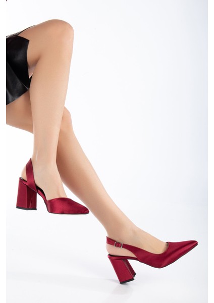 Bordo | Saten | 34-43 Numara | Topuk Boyu 8 cm | Pad'lı Iç Taban Kadın Topuklu Ayakkabı | Shine fiyatları