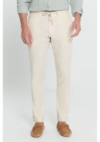 Slim Fit Dar Kesim %100 Pamuk Yan Cep Pileli Pantolon