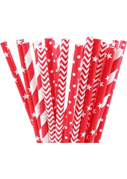 Mavi Kırmızı Zilue 25 Adet/paket Renkli Chevron Çizgili Puantiyeli Yıldız Kağıt Saman Içecek Suyu Doğum Günü Partisi Bebek Duşları Restoran Malzemeleri (Yurt Dışından) fırsatları