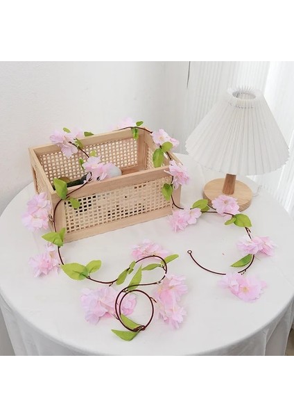 Açık Pembe 230 cm Pembe Beyaz Kiraz Çiçeği Ipek Yapay Asma Sakura Asılı Çiçekler Düğün Ev Duvar Dekorasyonu Için Sahte Leavse Çelenk (Yurt Dışından)