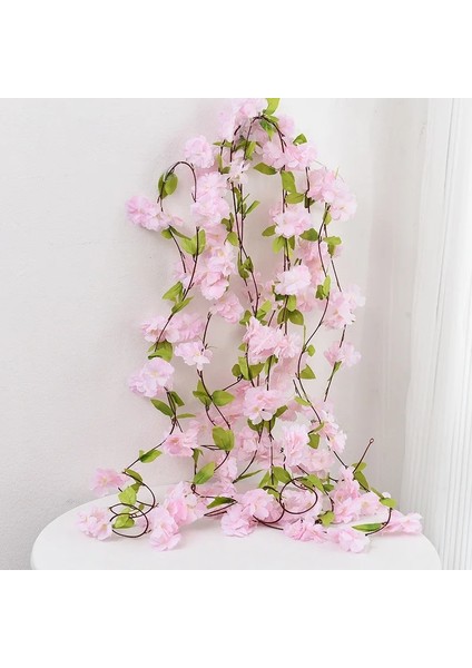 Açık Pembe 230 cm Pembe Beyaz Kiraz Çiçeği Ipek Yapay Asma Sakura Asılı Çiçekler Düğün Ev Duvar Dekorasyonu Için Sahte Leavse Çelenk (Yurt Dışından) fırsatları