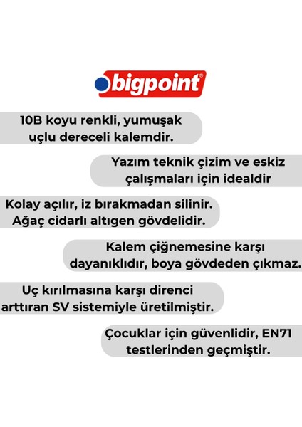| Dereceli Kalem 10B – Teknik Çizim ve Eskiz Için, Altıgen Gövde