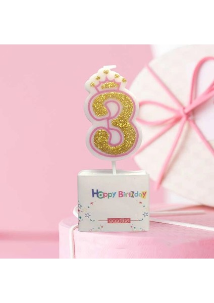 Pembe 5 Dijital Doğum Günü Mumu Altın Tozu Taç Dijital Mum Dijital 0-9 Parti Kutlama Yeni Yıl Noel Festivali Pasta Mumu (Yurt Dışından)