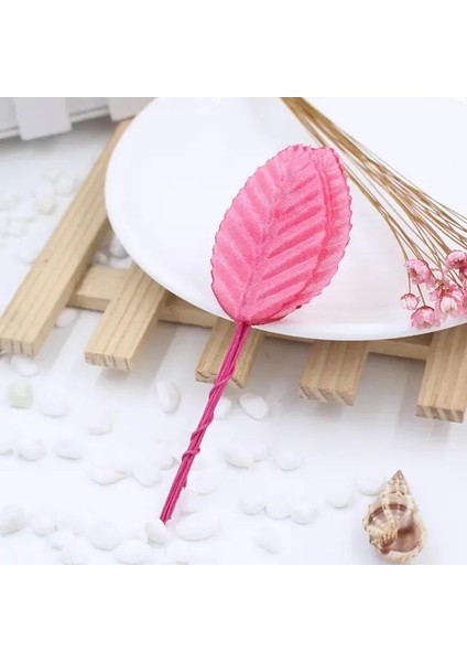 Gül Kırmızı 50 Adet/grup 5 cm Ponpon Mini Simüle Yapraklar Yapay Ipek Yaprak Buketi Çelenkler Dıy Düğün Scrapbooking Sahte Yaprak Çiçek (Yurt Dışından)