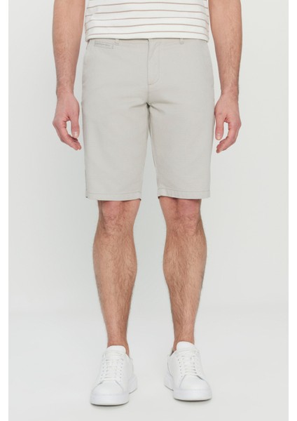 Slim Fit Dar Kesim Yan Cepli Gofre Desenli Şort