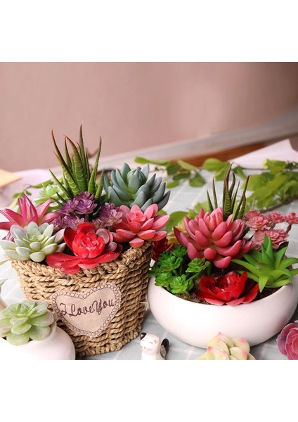 x ian Ren Ke Yeşil Yapay Yeşil Mor Kırmızı Akın Etli Bitkiler Dıy Ev Bahçe Ofis Düğün Dekorasyon Mini Bonsai Plante Artificielle (Yurt Dışından) fırsatları