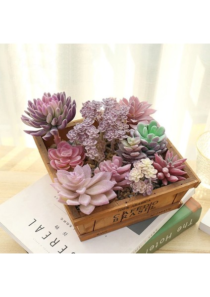 Stil-K Mor Mini Yapay Succulents Bitkiler Mor Sahte Çiçekler Açık Bahçe Dıy Ev Masa Dekorasyon Için Simülasyon Akın (Yurt Dışından)