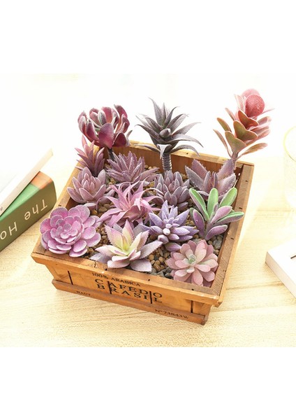 Stil-K Mor Mini Yapay Succulents Bitkiler Mor Sahte Çiçekler Açık Bahçe Dıy Ev Masa Dekorasyon Için Simülasyon Akın (Yurt Dışından)