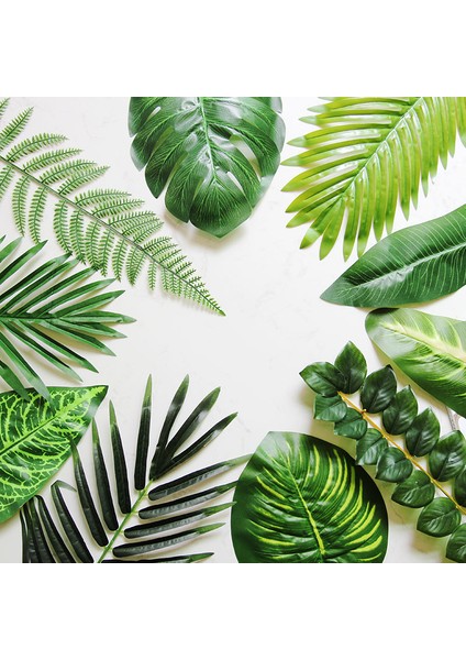 No 2 Küçük Monstera Yapay Sahte Monstera Palmiye Yaprakları Yeşil Tropikal Bitkiler Yaprak Düğün Dıy Çiçek Aranjmanı Ev Dekorasyon Gerçek Dokunmatik Yapraklar (Yurt Dışından)