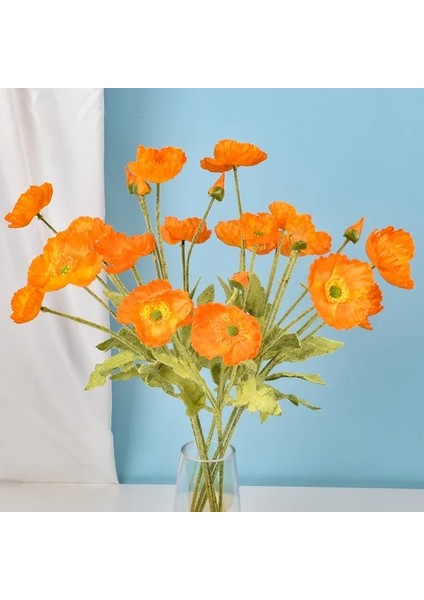 Turuncu 4 Kafa Yapay Haşhaş Çiçekleri Düğün Simülasyon Gelincikler Düğün Dekorasyon Ev Dekorasyon Süsler Ipek Çiçekler Çiçekler (Yurt Dışından)