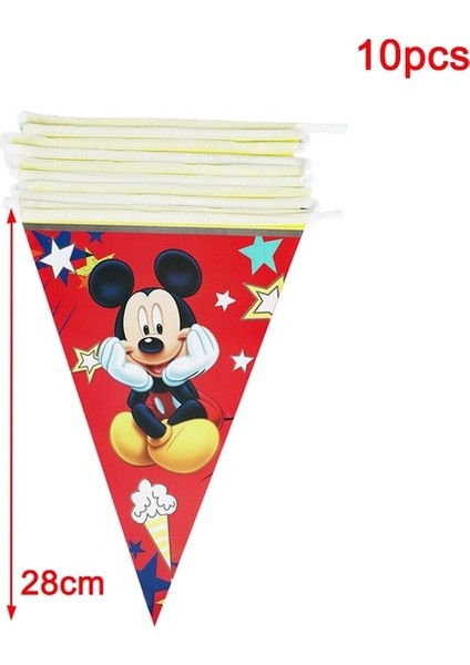Banner A-10 Adet Karikatür Mickey Mouse Tema Çocuklar Parti Dekorasyon Doğum Günü Şapkası Erkek Kağıt Bardak Plaka Masa Örtüsü Balon Tek Kullanımlık Malzemeler (Yurt Dışından)