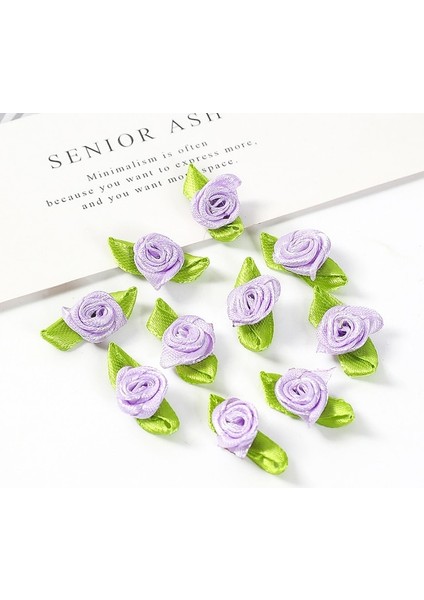 Açık Mor 100 Adet 50/100 Adet 2 cm Mini Şerit Güller Yaprak Saten Gül Tomurcukları Kumaş Çiçekler Dıy Düğün Zanaat Malzemeleri Şerit Yay-Düğüm Süslemeleri (Yurt Dışından)