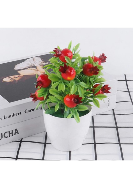Mini Pot Yapay Bitki Bonsai Portakal Nar Meyve Ağacı Pencere Eşiği Dekorasyon Plastik Bahçe Sahte Bitki Saksı Ev Dekorasyon (Yurt Dışından) indirimleri