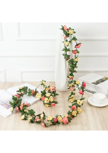 Şampanya 250 cm Gül Yapay Çiçekler Noel Çelenk Düğün Ev Odası Dekorasyon Için Bahar Sonbahar Bahçe Kemer Dıy Sahte Bitki Vine (Yurt Dışından)