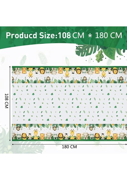 Hat-6pcs Masa Örtüsü Süslemeleri 180*108 cm Orman Safari Tema Parti Malzemeleri Tek Kullanımlık Masa Örtüsü Bebek Duş Çocuk Doğum Günü Partisi Iyilik (Yurt Dışından)
