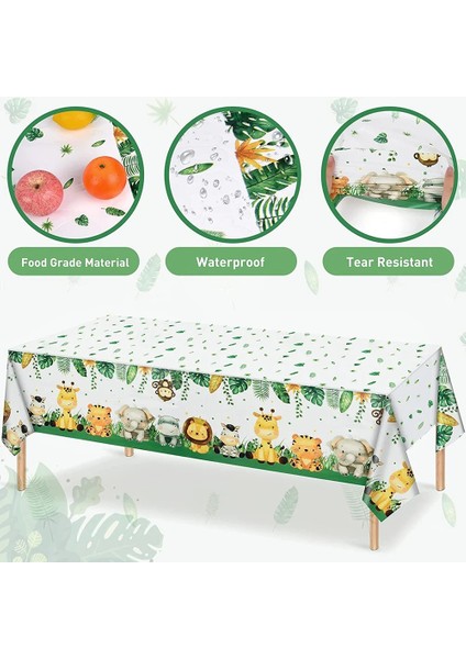 Hat-6pcs Masa Örtüsü Süslemeleri 180*108 cm Orman Safari Tema Parti Malzemeleri Tek Kullanımlık Masa Örtüsü Bebek Duş Çocuk Doğum Günü Partisi Iyilik (Yurt Dışından)
