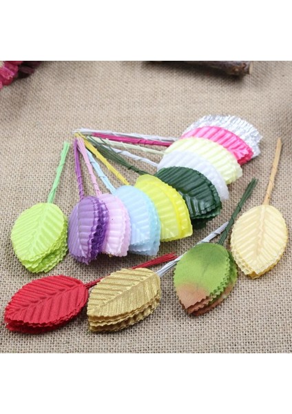 Kırmızı 50 Adet/grup 5 cm Ponpon Mini Simüle Yapraklar Yapay Ipek Yaprak Buketi Çelenkler Dıy Düğün Scrapbooking Sahte Yaprak Çiçek (Yurt Dışından)