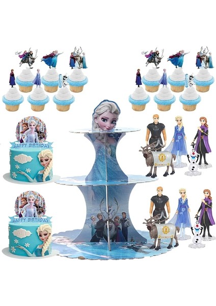 Bileklik-8pcs 3 Katmanlı Cupcake Standı Kek Dekorasyon Süsler Anna Elsa Prenses Çocuk Doğum Günü Partisi Bebek Duş Için Yeni Dondurulmuş 2 Parti Malzemeleri (Yurt Dışından) fiyatları