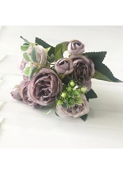 23 2022 Güzel Gül Şakayık Yapay Ipek Çiçekler Küçük Buket Flores Ev Partisi Bahar Düğün Dekorasyon Sahte Çiçek (Yurt Dışından)