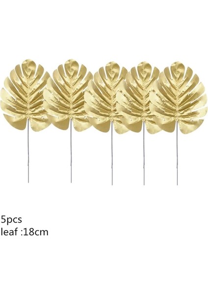 A01-5PCS-18 cm 5/10 Adet Yapay Altın Yeşil Kaplumbağa Yaprağı Dağınık Kuyruk Yaprağı Sahte Ipek Bitki Düğün Doğum Günü Partisi Ev Dekor Için Palmiye Yaprakları (Yurt Dışından)
