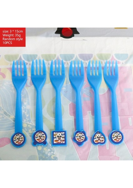 Çatal 10 Adet Inşaat Kamyonları Mühendislik Arabaları Parti Tek Kullanımlık Sofra Seti Plaka Bardak Afiş Doğum Günü Partisi Süslemeleri Çocuklar Kek Dekor (Yurt Dışından)