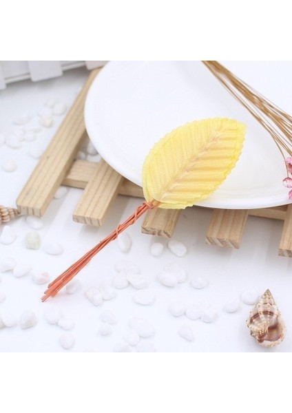 Sarı 50 Adet/grup 5 cm Ponpon Mini Simüle Yapraklar Yapay Ipek Yaprak Buketi Çelenkler Dıy Düğün Scrapbooking Sahte Yaprak Çiçek (Yurt Dışından)
