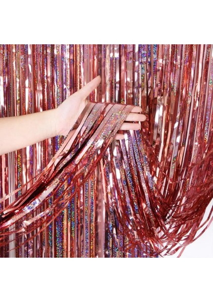 Açık Pembe 1 M x 2 M Sıcak Satış Glitter Tinsel Folyo Saçak Perde Arka Plan Doğum Günü Düğün Hawaii Parti Dekoru Glitter Tinsel Folyo Saçak Perde (Yurt Dışından)