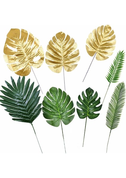 A01-5PCS-18 cm 5/10 Adet Yapay Altın Yeşil Kaplumbağa Yaprağı Dağınık Kuyruk Yaprağı Sahte Ipek Bitki Düğün Doğum Günü Partisi Ev Dekor Için Palmiye Yaprakları (Yurt Dışından)