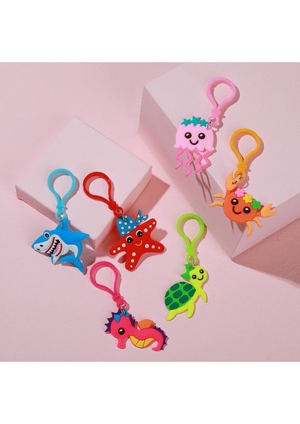 6 Adet Anahtarlık Çocuk Erkek Kız Doğum Günü Deniz Yaşamı Deniz Hayvan Parti Malzemeleri Sofra Hediye Giftbag Parti Favor Dövme Etiket Alkış Daire (Yurt Dışından)