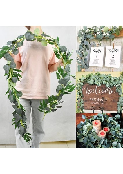 T01 Yeşil Okaliptüs Yaprakları Çelenk Wisteria Yapay Çiçekler Rattan Sahte Bitki Ipek Yaprak Sarmaşıklar Düğün Doğum Günü Partisi Dekoru Için (Yurt Dışından)