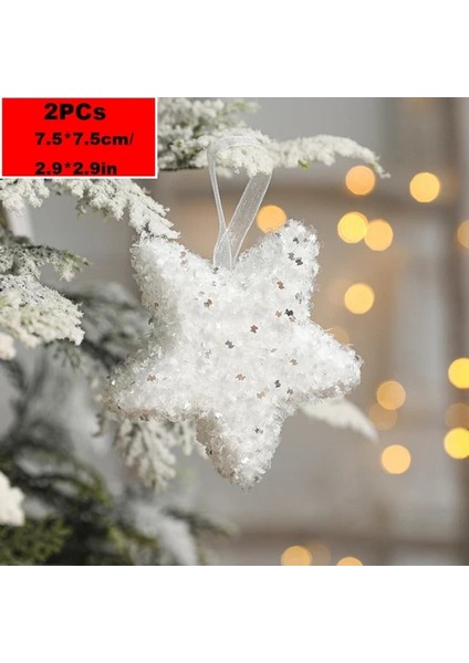 2 Adet S Yeni Noel Ağacı Süsleri Kolye Noel Ağacı Beyaz Elk Kar Tanesi Süsler Ev Asılı Dekorasyon 2022 Yeni Yıl Partisi Deco (Yurt Dışından)