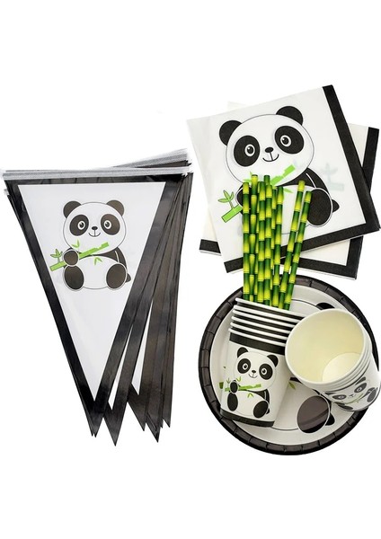 Hediye Çantası 10 Adet Karikatür Panda Doğum Günü Partisi Süslemeleri Tek Kullanımlık Sofra Setleri Tabak Bardak Kağıt Havlu Saman Bebek Duş Parti Balon Şekeri (Yurt Dışından) modelleri