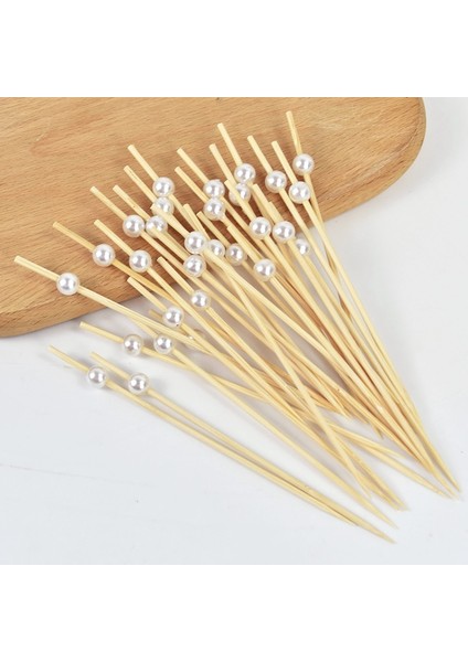 Style-3 100 Adet Beyaz Inci Bambu Gıda Meyve Seçtikleri Düğün Parti Tek Kullanımlık Kek Tatlı Kokteyl Çubukları Büfe Cupcake Kürdan Şiş (Yurt Dışından)
