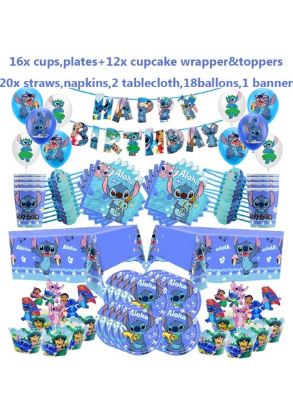 Şeker Kutusu-6 Adet Disney Lilo Stitch Doğum Günü Partisi Süslemeleri Dikiş Tek Kullanımlık Sofra Seti Bebek Duş Balonları Masa Örtüsü Düğün Malzemeleri (Yurt Dışından)
