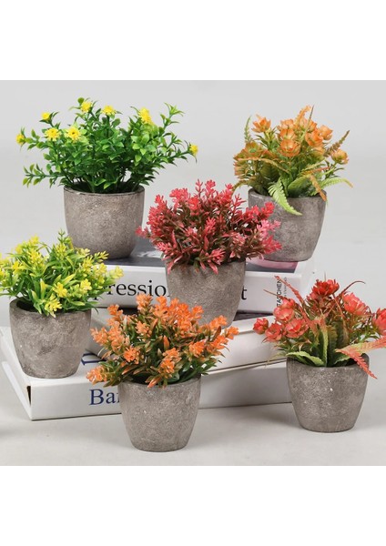 24 Mini Yapay Çiçekler Bitkiler Bonsai Masa Süsü Küçük Simüle Ağaç Saksı Bitkileri Sahte Çiçekler Ofis Masası Saksı Süs Ev (Yurt Dışından)
