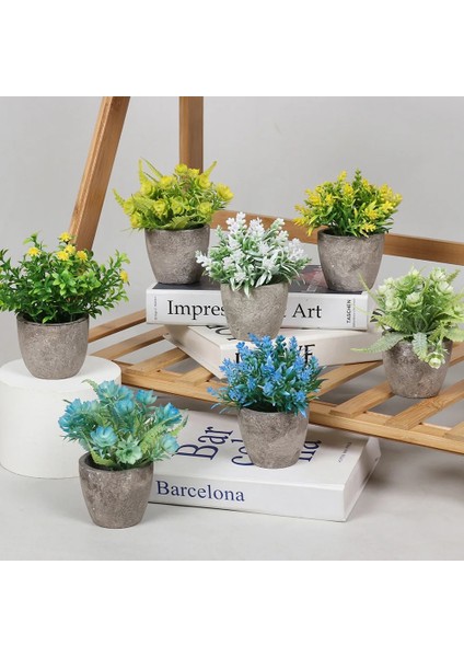 24 Mini Yapay Çiçekler Bitkiler Bonsai Masa Süsü Küçük Simüle Ağaç Saksı Bitkileri Sahte Çiçekler Ofis Masası Saksı Süs Ev (Yurt Dışından)