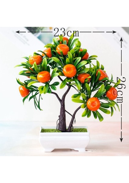 16 Göz Turuncu Yapay Meyve Bonsai Yeşil Bitkiler Simülasyon Bitkiler Dekorasyon Bonsai Oturma Odası Dekorasyon Seramik Karo (Yurt Dışından)