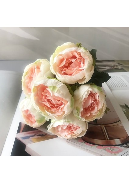 31 2022 Güzel Gül Şakayık Yapay Ipek Çiçekler Küçük Buket Flores Ev Partisi Bahar Düğün Dekorasyon Sahte Çiçek (Yurt Dışından)