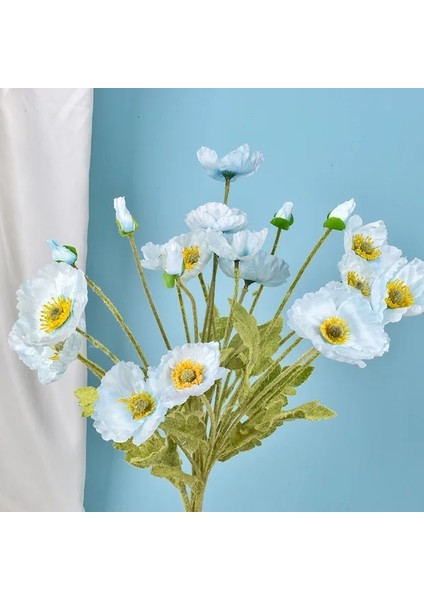 Mavi 4 Kafa Yapay Haşhaş Çiçekleri Düğün Simülasyon Gelincikler Düğün Dekorasyon Ev Dekorasyon Süsler Ipek Çiçekler Çiçekler (Yurt Dışından)