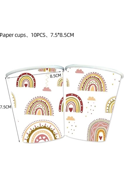 Kahve Bohem Tema Doğum Günü Dekor Gökkuşağı Tek Kullanımlık Sofra Kağıt Bardak Tabak Peçete Boho Tarzı Düğün Bebek Duş Parti Malzemeleri (Yurt Dışından) fırsatları